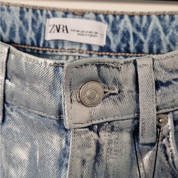 Size 8 Zara Metallic Foil Jeans - Picture 6 of 7